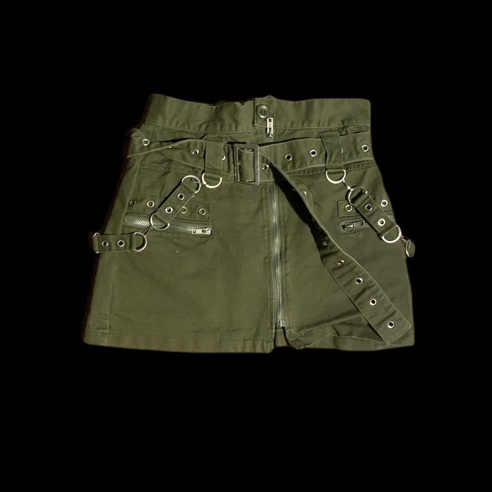 Army Green utility mini skirt